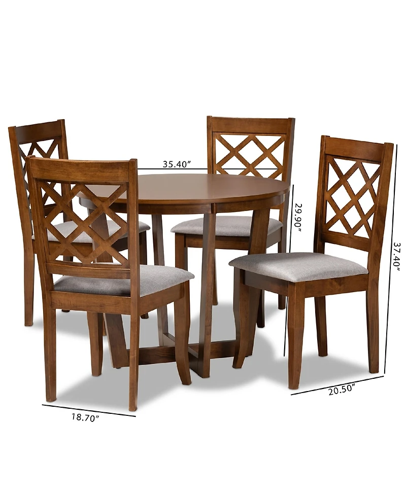 Dayna Modern and Contemporary Fabric Upholstered 5 Piece Dining Set