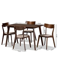 Nori Mid-Century Modern Transitional Fabric Upholstered 5 Piece Dining Set