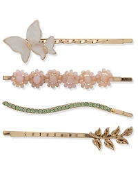 lonna & lilly 4-Pc. Gold-Tone Crystal & Stone Butterfly Bobby Pin Set
