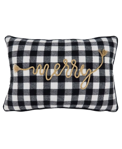 Saro Lifestyle Merry Buffalo Plaid Decorative Pillow, 12" x 18"