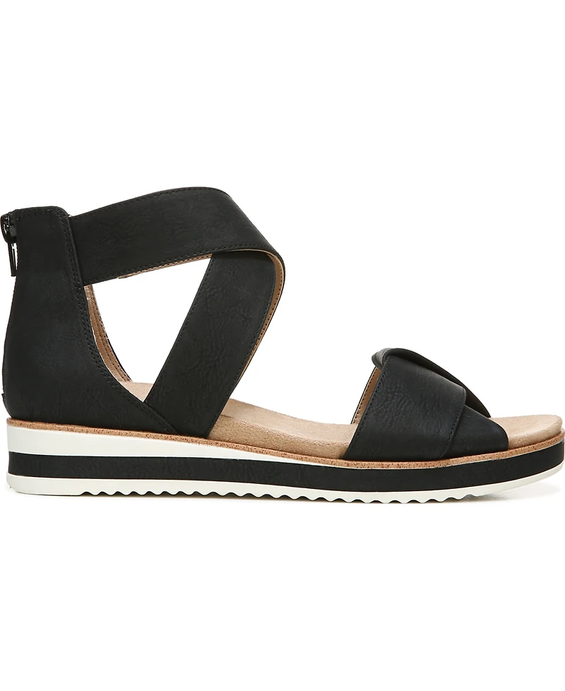 LifeStride Women's Zoom Round Open Toe Crisscross Wedge Sandals