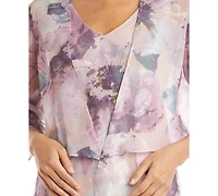 R & M Richards 2-Pc. Floral-Print Jacket Gown Set