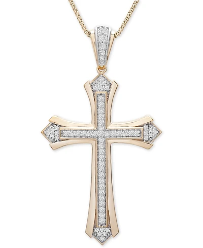 Men's Diamond Cross 22" Pendant Necklace (1/2 ct. t.w.) in 14k Gold-Plated Sterling Silver
