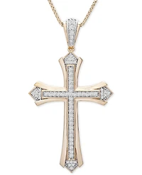 Men's Diamond Cross 22" Pendant Necklace (1/2 ct. t.w.) in 14k Gold-Plated Sterling Silver