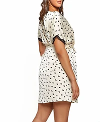 Plus Nadia Polka Dot and Lace Trim Cap Sleeve Wrap