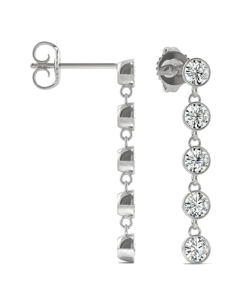 Moissanite Bezel Drop Earrings 1 ct. t.w. Diamond Equivalent in 14k White Gold