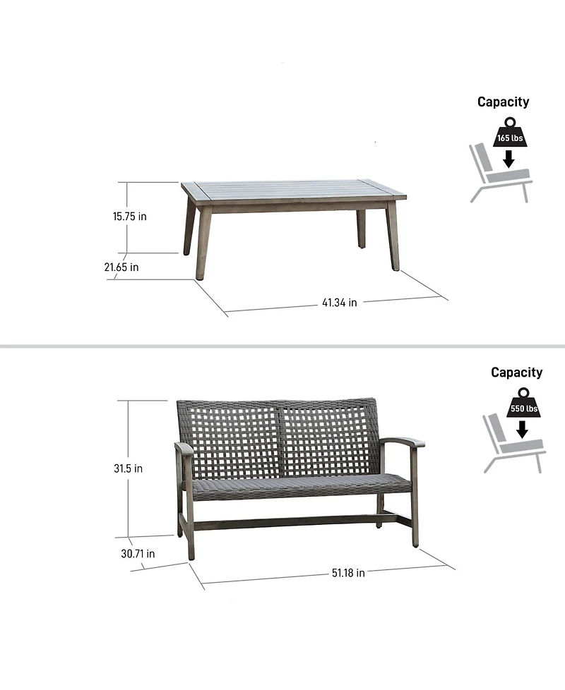 Monterosso 2 Piece Sofa and Table Seating Set