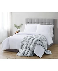 Christian Siriano Gray Chevron Luxury Faux-Fur Throw, 60" x 70"