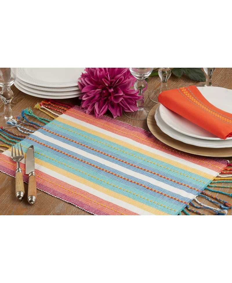 Saro Lifestyle Striped Design Dobby Placemats, Set of 4, 19" x 13"