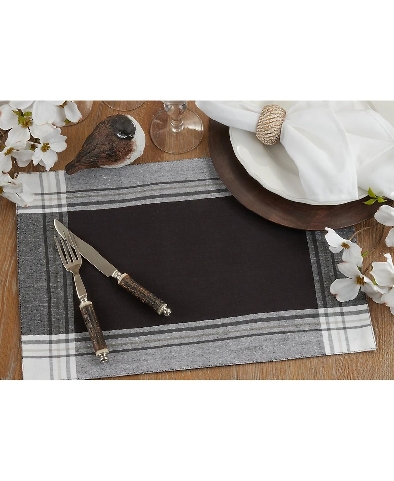 Saro Lifestyle Striped Border Design Placemats, Set of 4, 19" x 13"