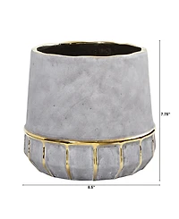 8.5" Regal Stone Decorative Planter with Gold-Tone Accents