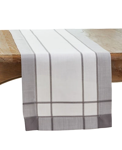 Saro Lifestyle Long Table Runner with Banded Border Design, 108" x 16"