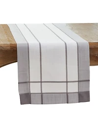 Saro Lifestyle Long Table Runner with Banded Border Design, 108" x 16"