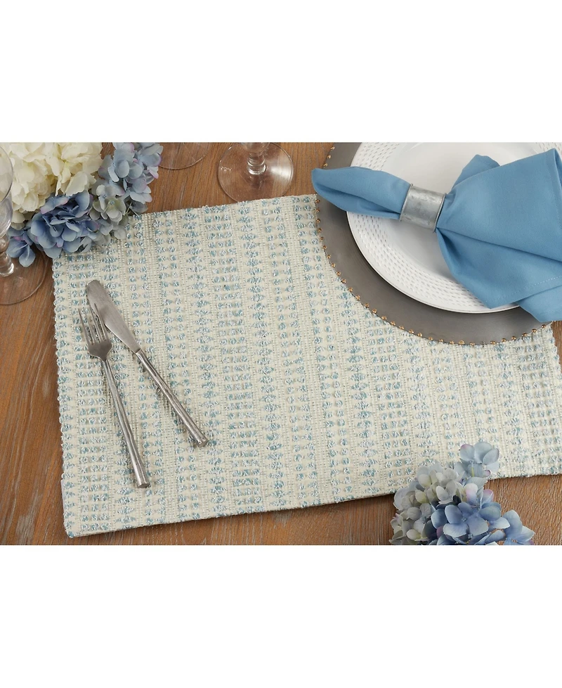 Saro Lifestyle Table Placemats with Woven Line Design Set of 4, 20" x 14"