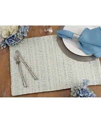 Saro Lifestyle Table Placemats with Woven Line Design Set of 4, 20" x 14"