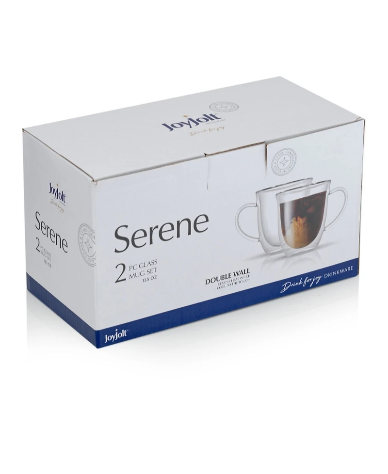 JoyJolt Serene Double Wall Coffee Mugs Set of 2