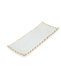 Classic Touch 14"L Glass Oblong Tray With Gold Edge