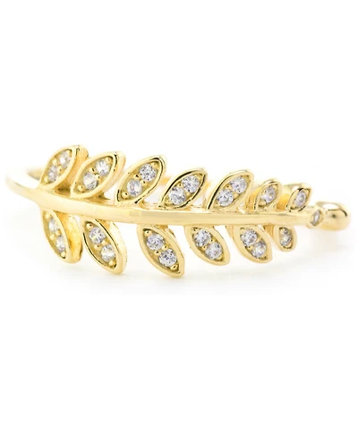 Pave Leaf Ring Sterling Silver (also 18k Gold-Plated Silver)
