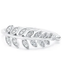 Pave Leaf Ring in Sterling Silver (also in 18k Gold-Plated Sterling Silver)