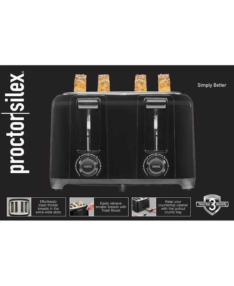 Proctor Silex Wide Slot 4-Slice Toaster