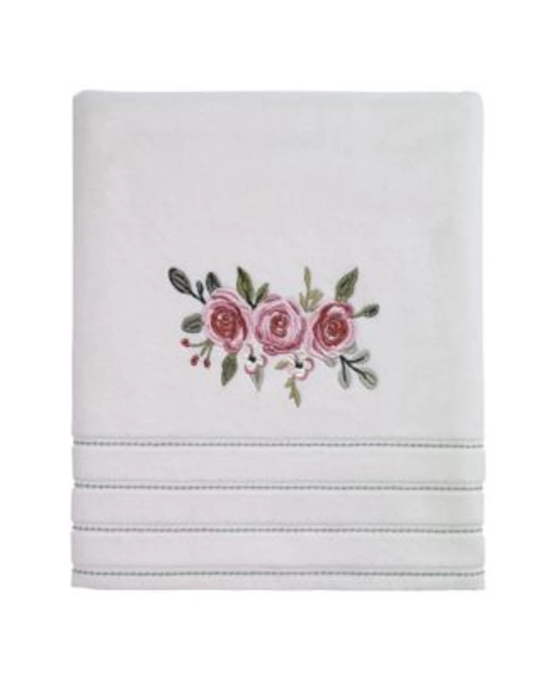 Avanti Spring Garden Peony Embroidered Cotton Bath Towels