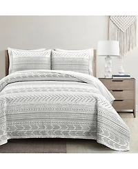 Lush Decor Hygge Geo 3 Piece Quilt Set, Full/Queen