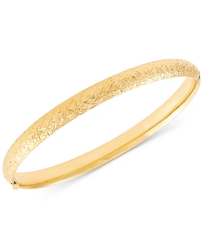 Textured Bangle Bracelet in 10k Gold, White Gold and Rose Gold