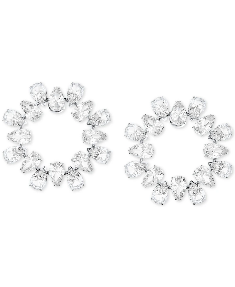 Swarovski Silver-Tone Crystal Circle Stud Earrings