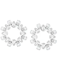 Swarovski Silver-Tone Crystal Circle Stud Earrings