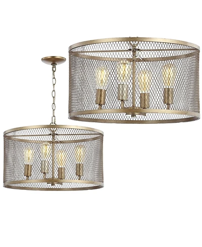Pen 4-Light Adjustable Industrial Mesh Led Chandelier