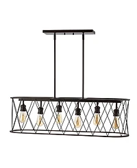 Marion 6-Light Adjustable Iron Farmhouse Rustic Led Dimmable Pendant