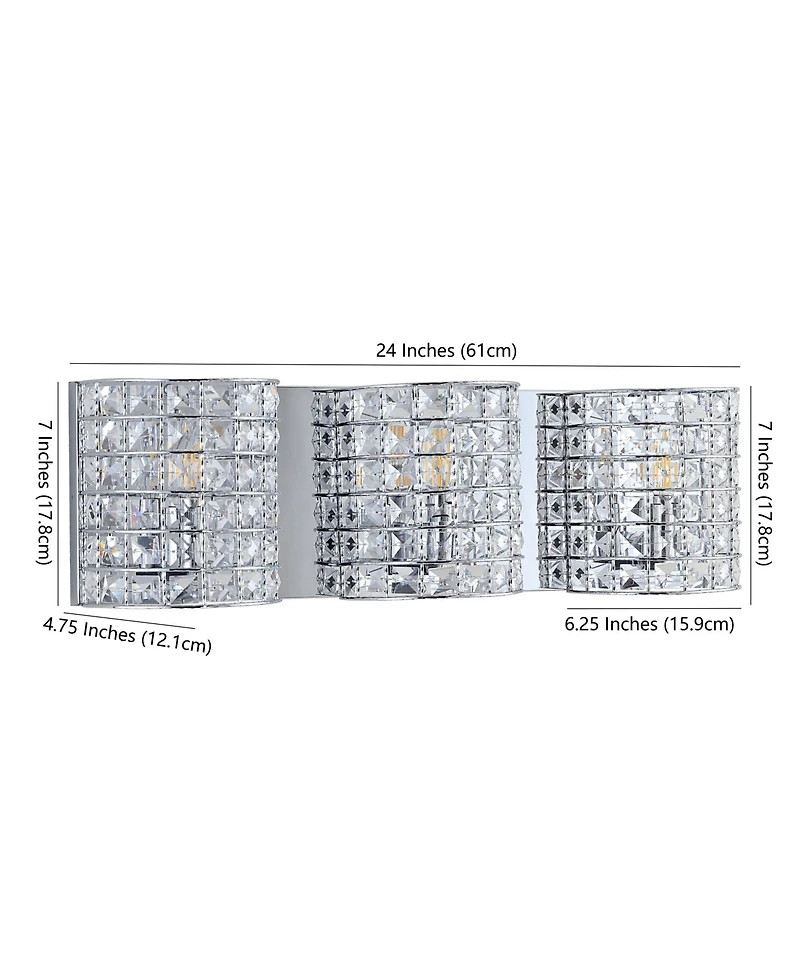 Clara Deco 3-Light Classic Glam Led Vanity Light