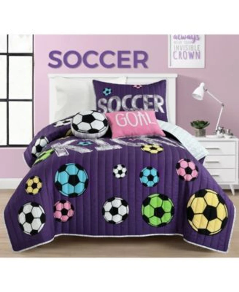 Lush Decor Kids Girls Soccer Kick Quilt Sets
