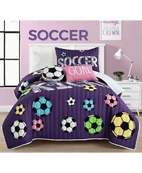 Lush Decor Kids Girls Soccer Kick Quilt Sets