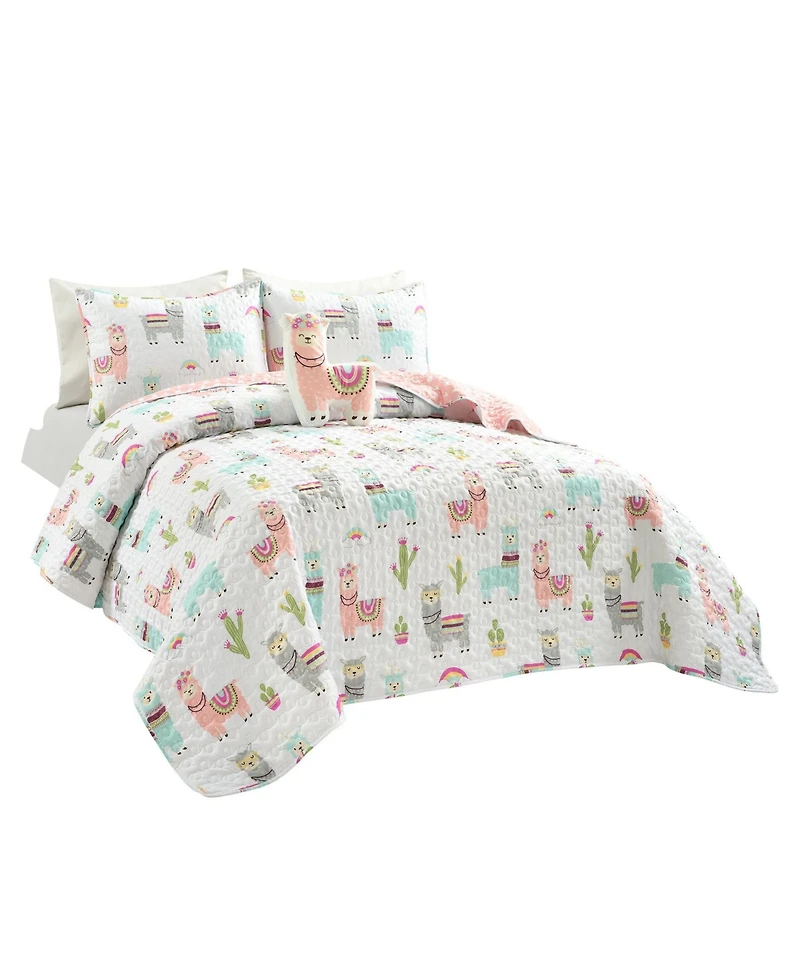 Lush Decor Kids Southwest Llama Cactus 4-Pc. Quilt Set, Full/Queen