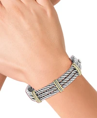 Effy Diamond Triple Band Bangle Bracelet (1/5 ct. t.w.) in Sterling Silver & 18k Gold
