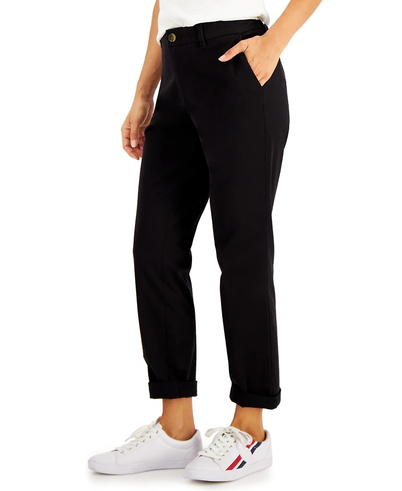 Tommy Hilfiger Women's Th Flex Hampton Cuffed Chino Straight-Leg Pants, Created for Macy's