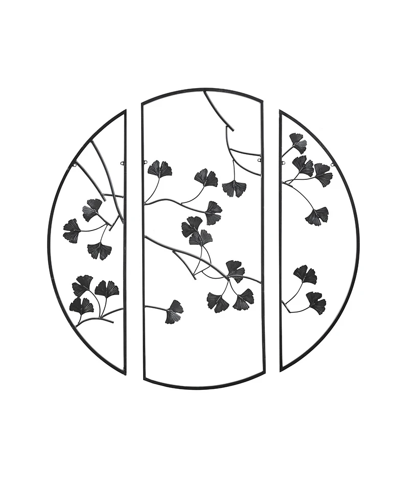 Madison Park Gold-Tone Gingko Leaves 3 Piece Metal Wall Decor Set, 14.6" x 35.4"