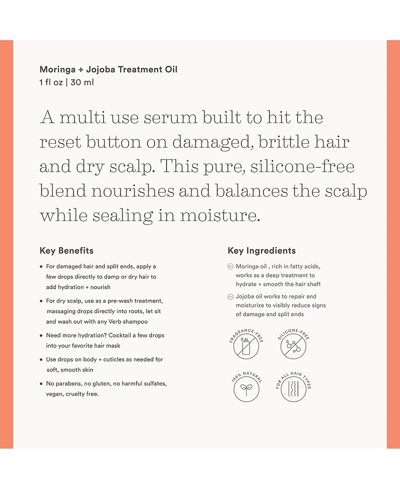 Verb Moringa + Jojoba Treatment Oil