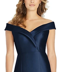 Alfred Sung Off-The-Shoulder Satin Gown