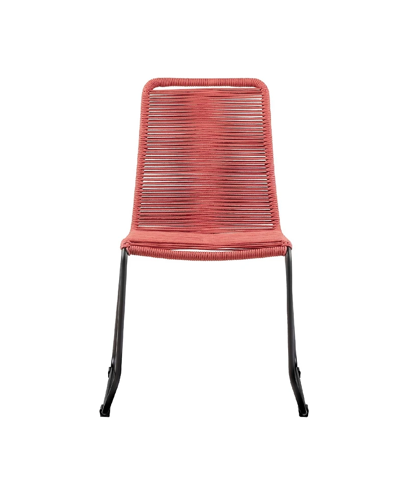 Shasta Outdoor Metal and Rope Stackable Dining Chair, Set of 2