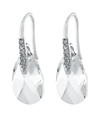 Fine Crystal and Cubic Zirconia Teardrop Wire Earrings in Sterling Silver