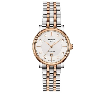 Tissot Women's Swiss Automatic Carson Diamond (1/20 ct. t.w.) Rose Gold & Stainless Steel Bracelet Watch 30mm