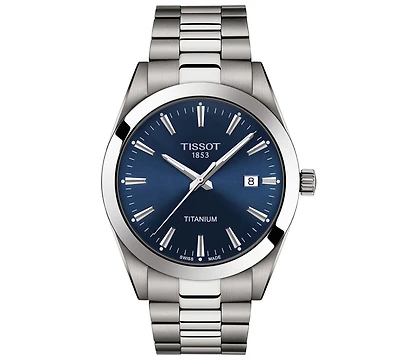 Tissot Men's Swiss Gentleman Gray Titanium Bracelet Watch 40mm