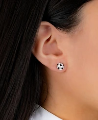 Crystal Pave Soccer Ball Stud Earrings in Sterling Silver