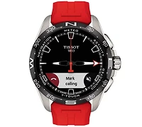 Tissot Men's Swiss T-Touch Connect Solar Red Rubber Strap Smart Watch 48mm