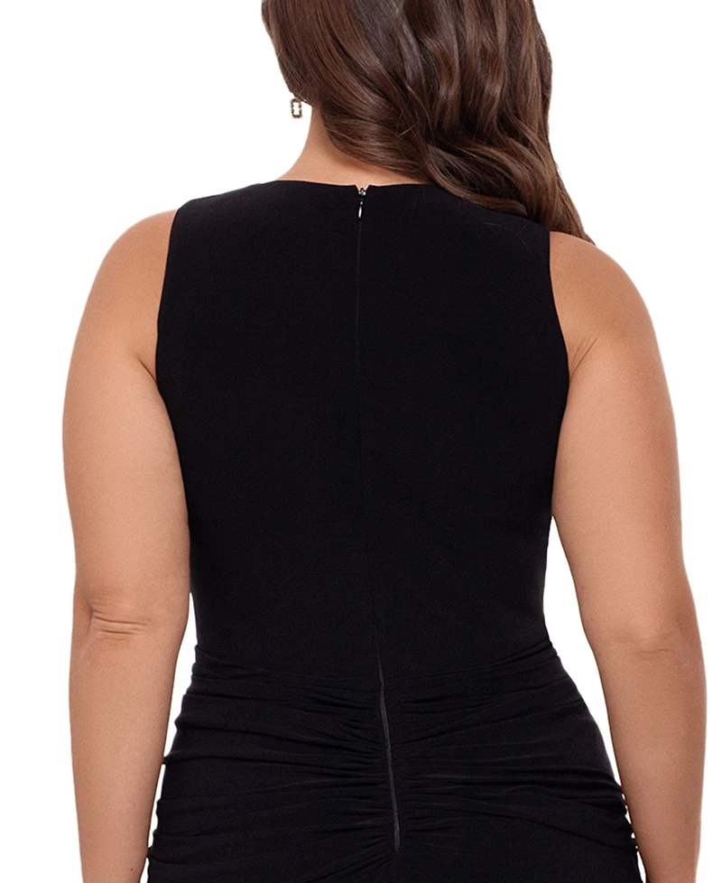 Betsy & Adam Plus V-Neck Gown