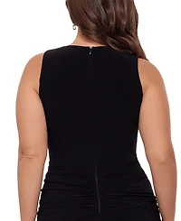 Betsy & Adam Plus V-Neck Gown