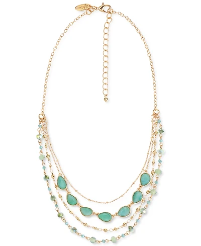 Style & Co Gold-Tone Color Stone & Bead Layered Strand Necklace, 17" + 3" extender, Created for Macy's