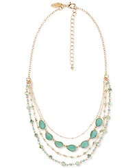 Style & Co Gold-Tone Color Stone & Bead Layered Strand Necklace, 17" + 3" extender, Created for Macy's